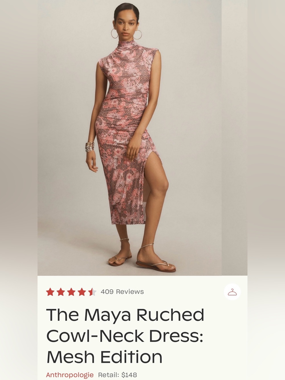 NWT Anthropologie The Maya Ruched Midi Skirt - Pink and Brown Floral size M.